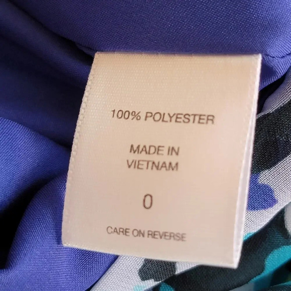 New York and Company Women's Floral Chiffon Twisted Collar Dress Size 0 Blue - Picture 13 of 15